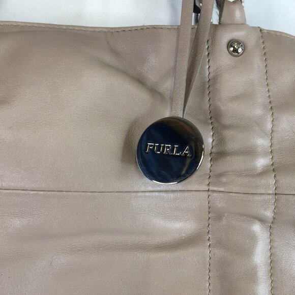 Furla Taupe Leather Tote Bag with Chain Handles - Picture 3 of 11